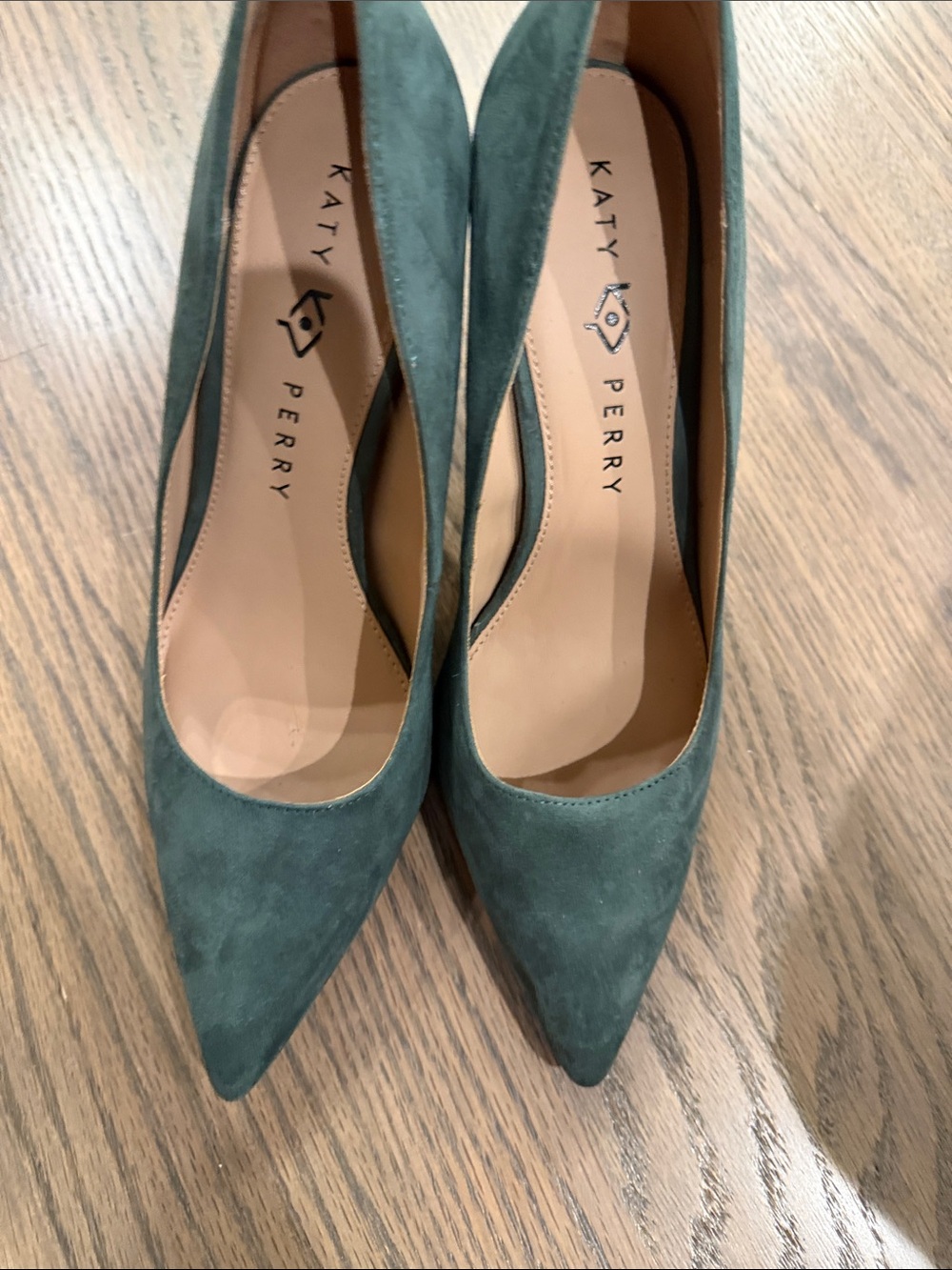 Katy Perry Delilah High Pump Green Faux Suede Pointed Toe Heels Size 9M